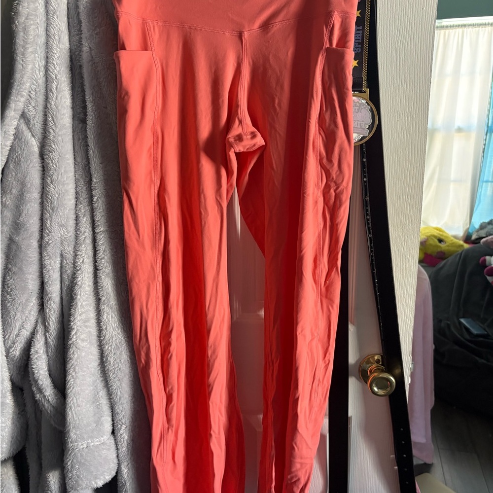 Coral High-Waisted Leggings